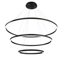 Eurofase Spunto 61" 3-Light LED Chandelier, Matte Black with White Glass, front view