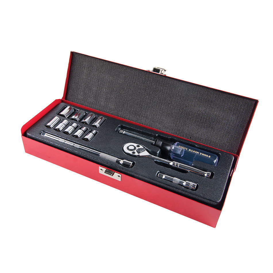Klein Tools 65500 1/4-Inch Drive Socket Wrench Set, 13-Piece - alternate angle 1