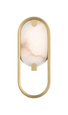 Eurofase Noga 11" LED Wall Sconce, Gold with Alabaster, front view