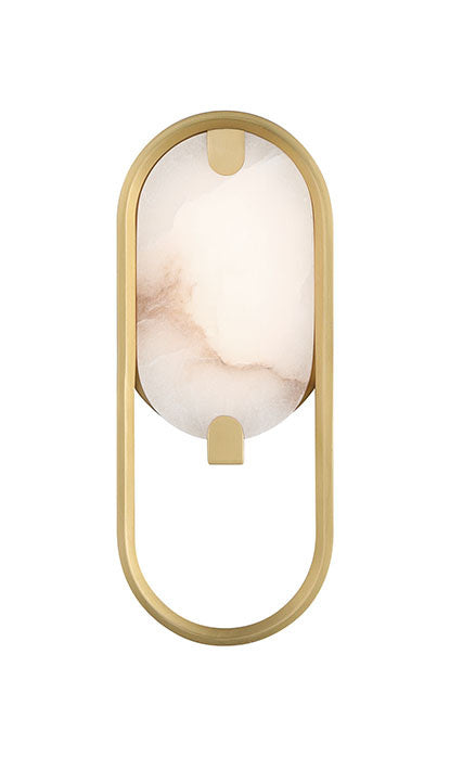 Eurofase Noga 11" LED Wall Sconce, Gold with Alabaster, front view
