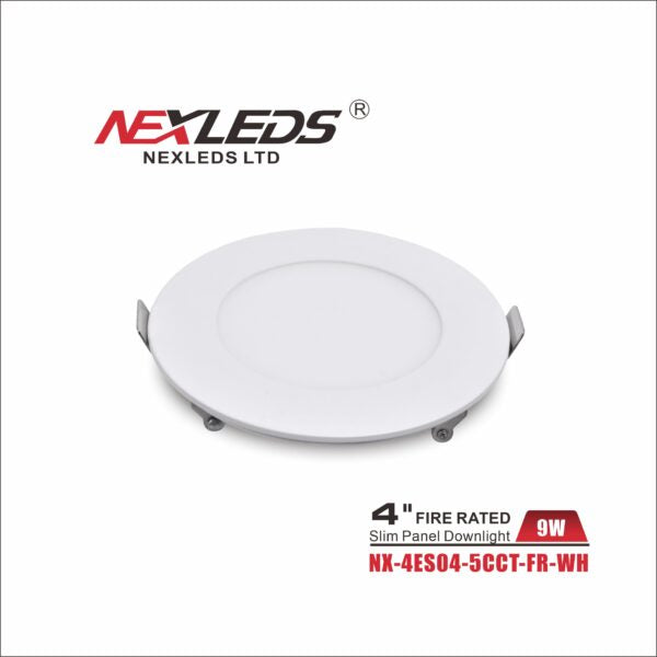 A photo of a , by NX-4ES04-5CCT-FR-WH - 4 inch LED Slim Pot Light 2-Hour Fire Rated - NEXLEDS eCommerce - Maple Electric Supply in Canada