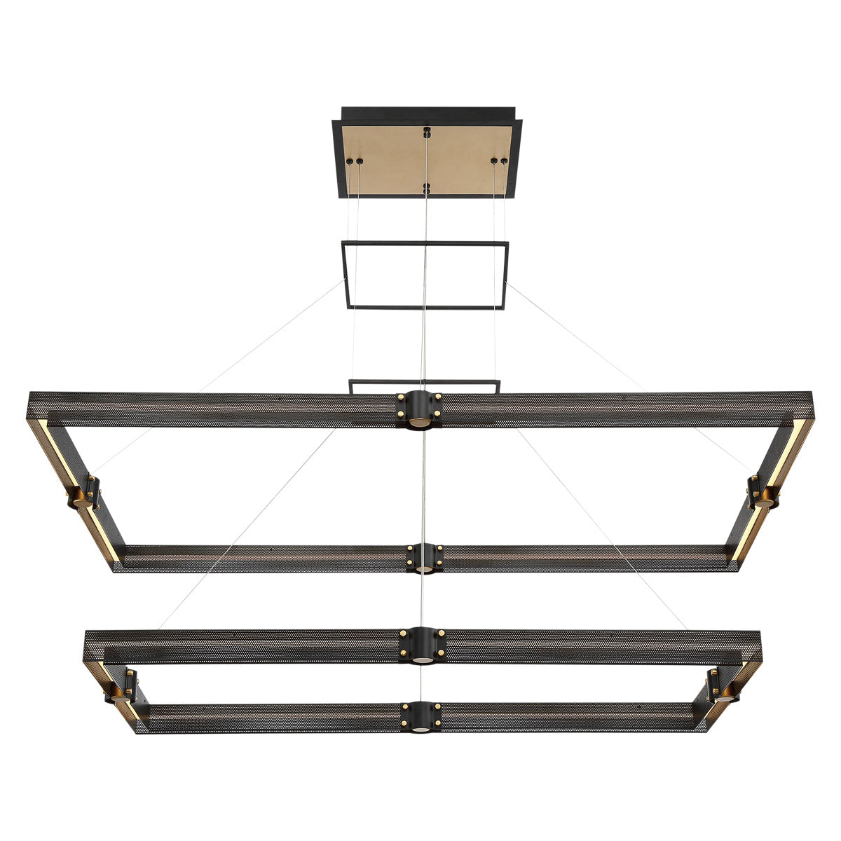 Eurofase Admiral 50" 2-Light LED Chandelier, Gold-Black Mix, front view