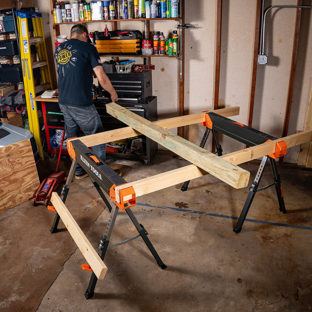 66188 Adjustable-Leg Folding Saw Horse and Jobsite Table, 1-Pack