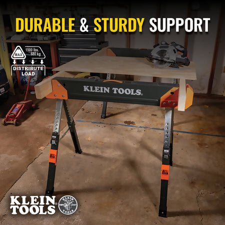 66188 Adjustable-Leg Folding Saw Horse and Jobsite Table, 1-Pack