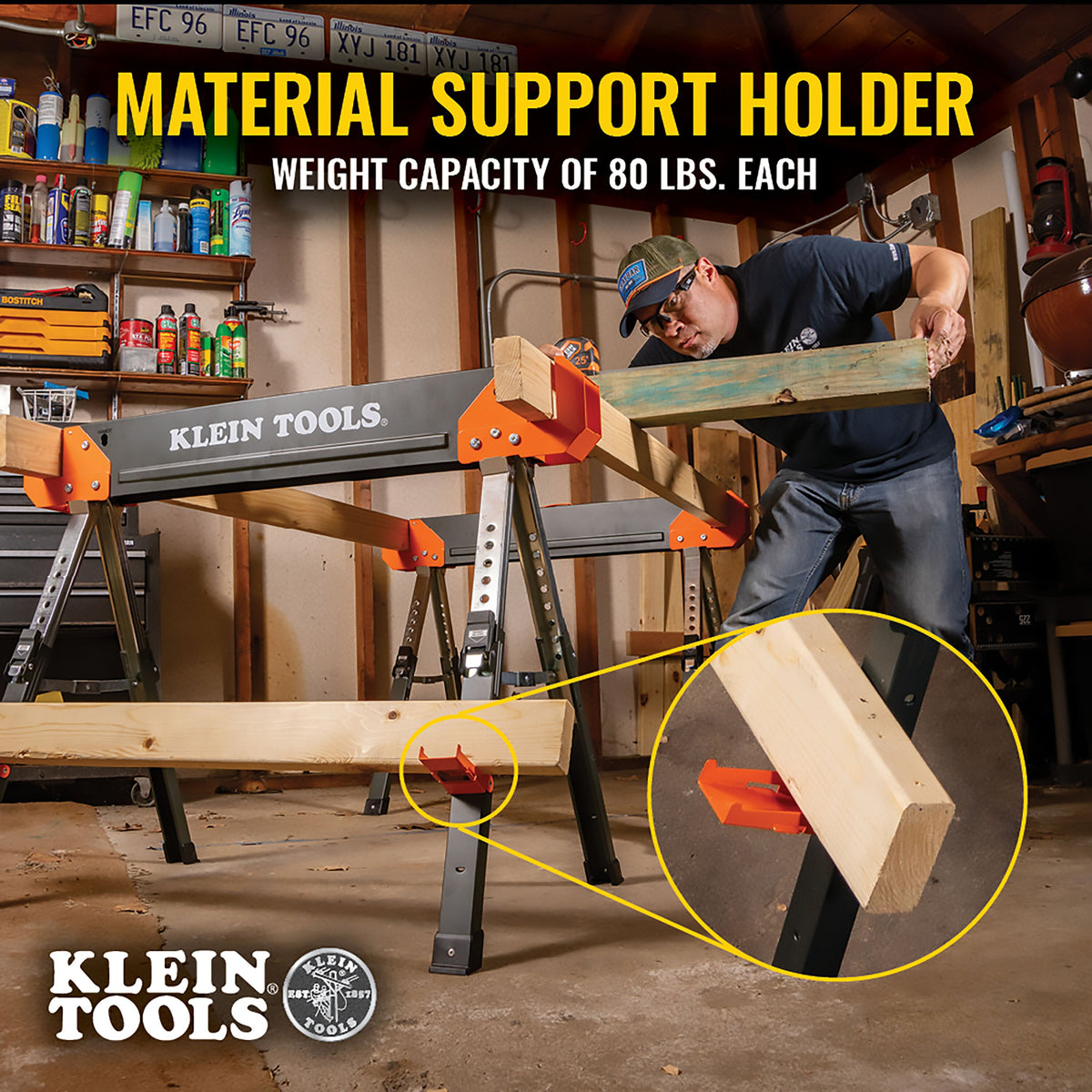 66188 Adjustable-Leg Folding Saw Horse and Jobsite Table, 1-Pack