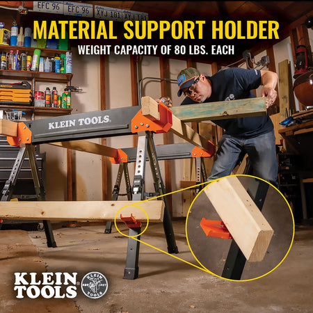 66188 Adjustable-Leg Folding Saw Horse and Jobsite Table, 1-Pack