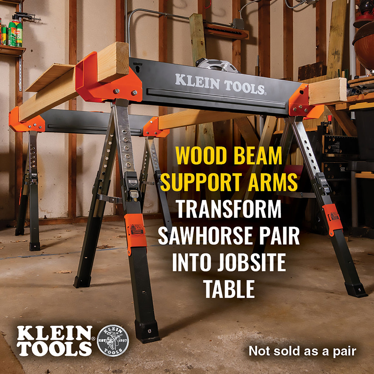 66188 Adjustable-Leg Folding Saw Horse and Jobsite Table, 1-Pack