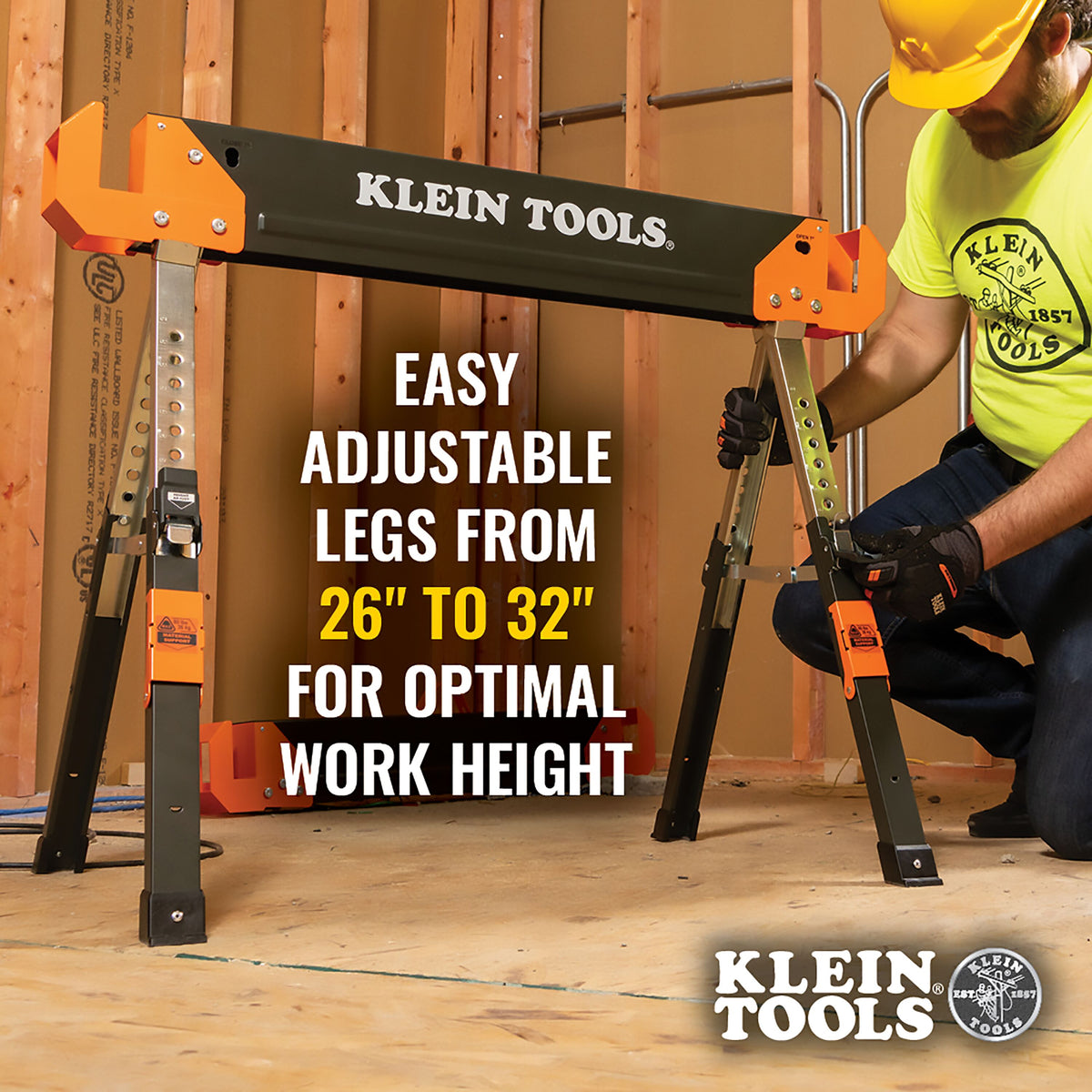 66188 Adjustable-Leg Folding Saw Horse and Jobsite Table, 1-Pack