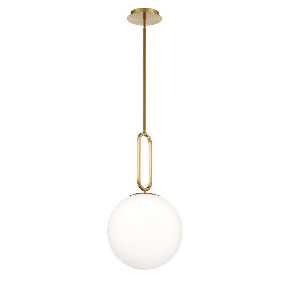 Eurofase Prospect 12" Pendant, Gold with White Glass, front view