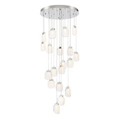 Eurofase Paget 29" 19-Light LED Chandelier, Chrome with Clear Glass, front view