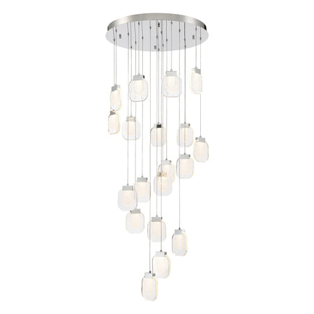 Eurofase Paget 29" 19-Light LED Chandelier, Chrome with Clear Glass, front view