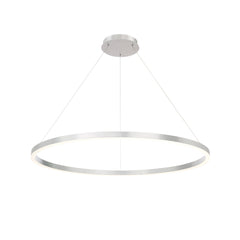 Eurofase Spunto 47" LED Chandelier, Brushed Silver with White Glass, front view