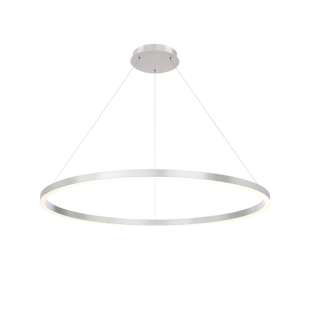 Eurofase Spunto 47" LED Chandelier, Brushed Silver with White Glass, front view