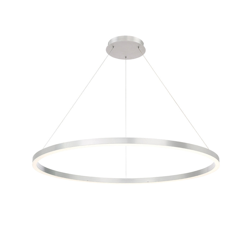 Eurofase Spunto 47" LED Chandelier, Brushed Silver with White Glass, front view
