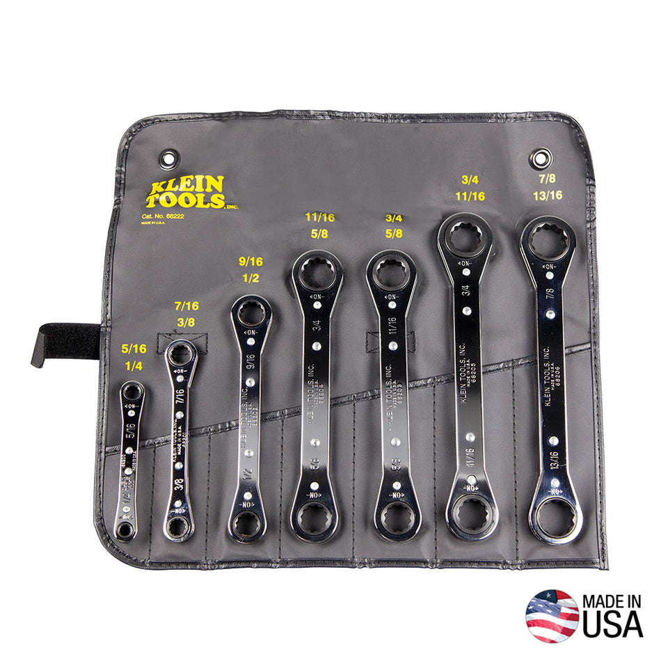 Klein Tools 68222 7 Piece Ratcheting Box Wrench Set - detail view