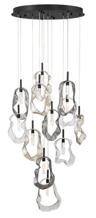 Eurofase Norah 24" 16-Light LED Chandelier, Matte Black with Mixed Glass