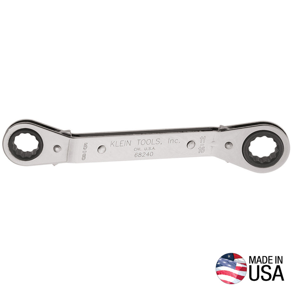 Klein Tools 68240 Reversible Ratcheting Offset Box Wrench - detail view