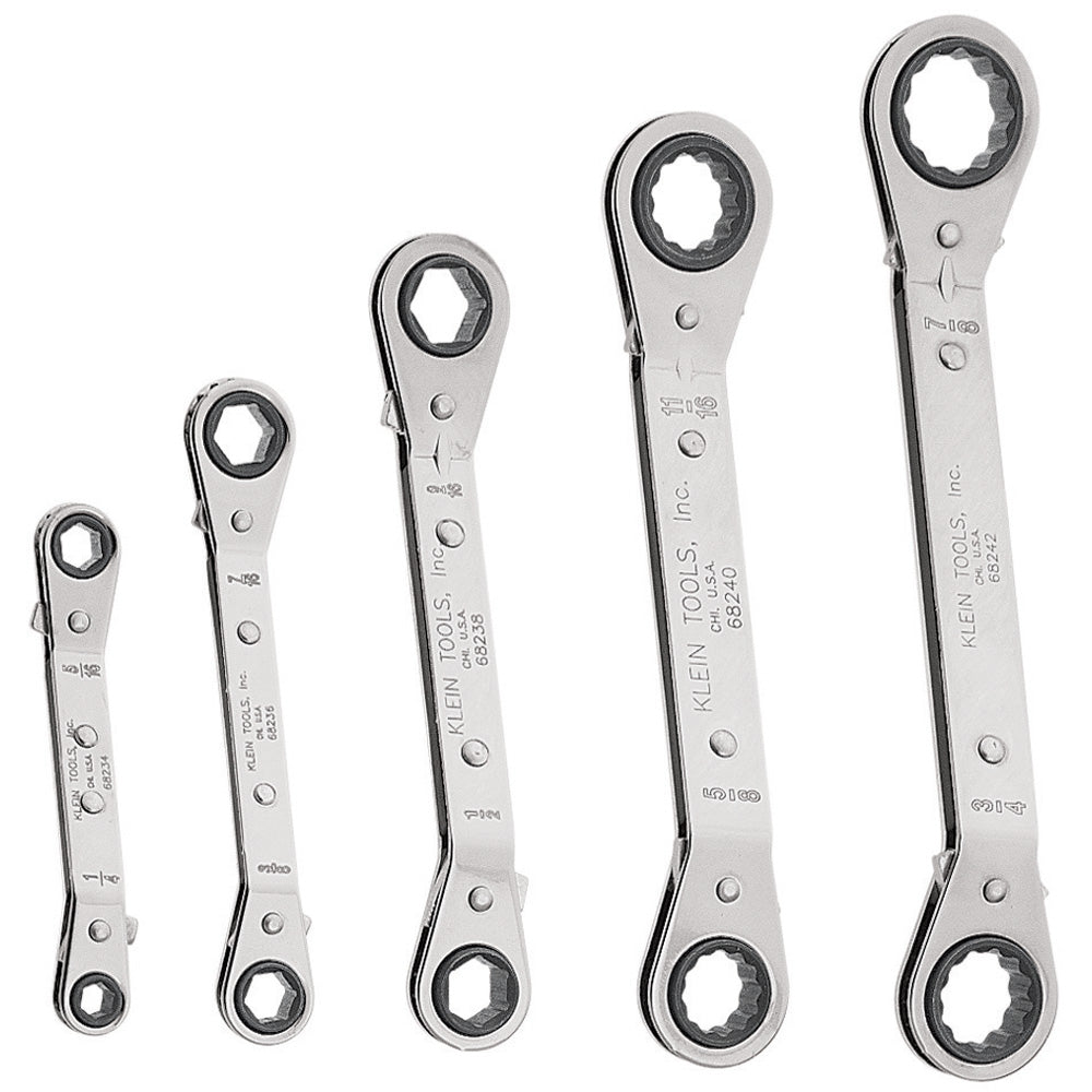 Reversible Ratchet Box Wrench Set, 5-Piece