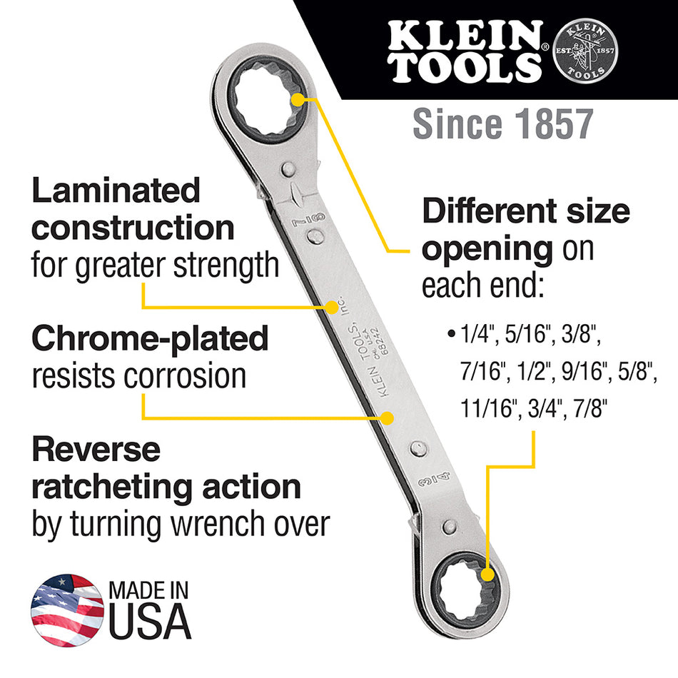 Klein Tools 68245 Reversible Ratchet Box Wrench Set, 5-Piece - additional view