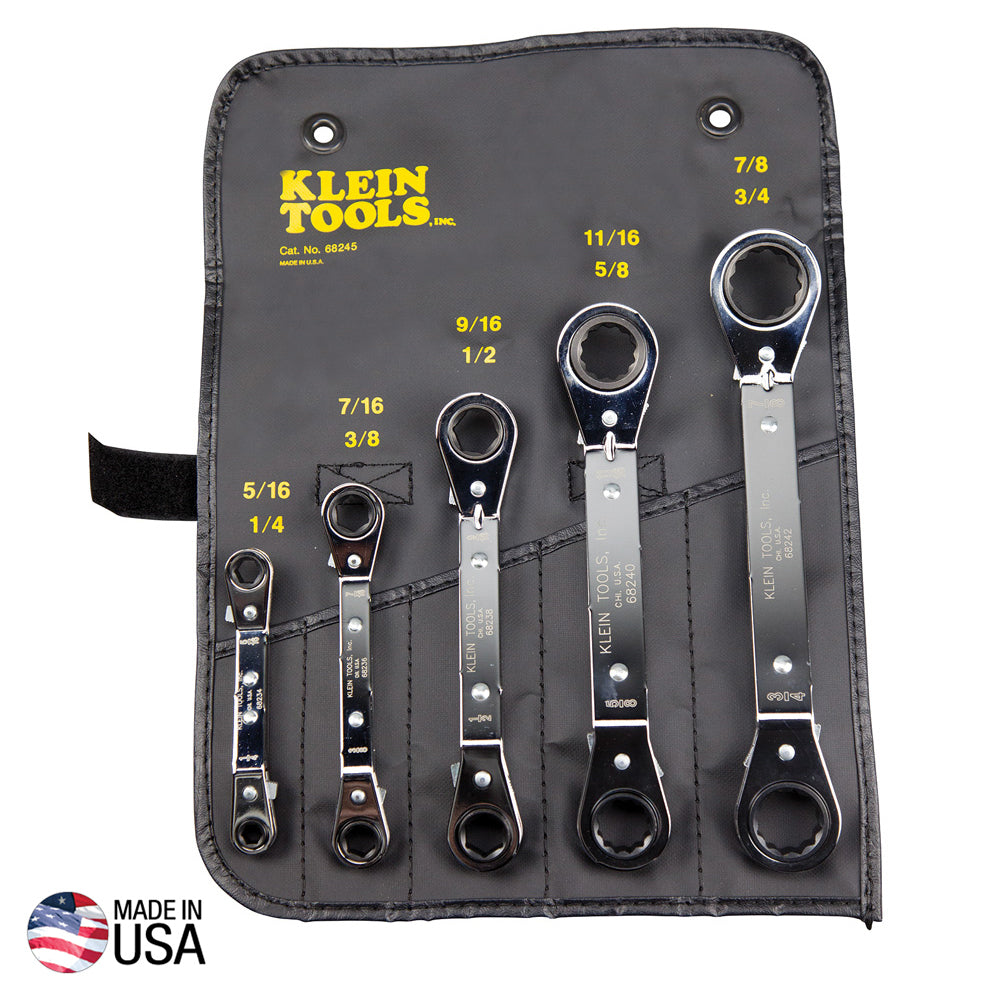 Reversible Ratchet Box Wrench Set, 5-Piece