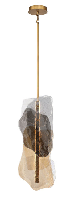 Eurofase Grotto 36" Pendant, Antique Brass with Mixed Glass, front view