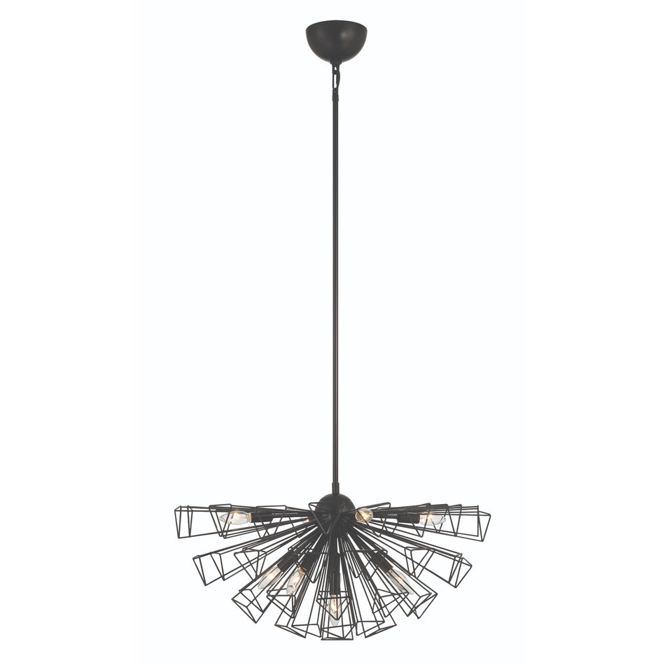 Eurofase Dendelio 30" 9-Light Chandelier, Matte Black, front view