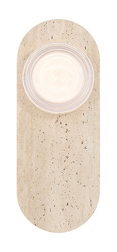 Eurofase Sternn 15" LED Outdoor Wall Light, Travertine with Clear Wave Glass, front view