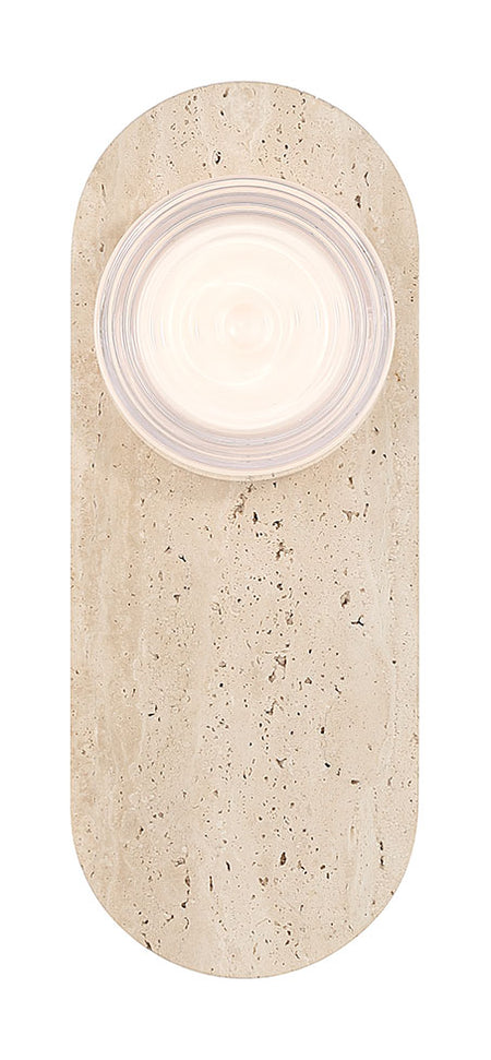 Eurofase Sternn 15" LED Outdoor Wall Light, Travertine with Clear Wave Glass, front view