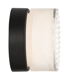 Eurofase Sternn 5" LED Outdoor Wall Light, Matte Black with Clear Ribbed Glass, front view