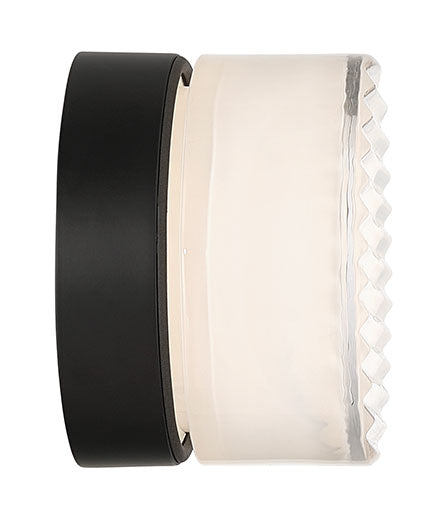 Eurofase Sternn 5" LED Outdoor Wall Light, Matte Black with Clear Ribbed Glass, front view