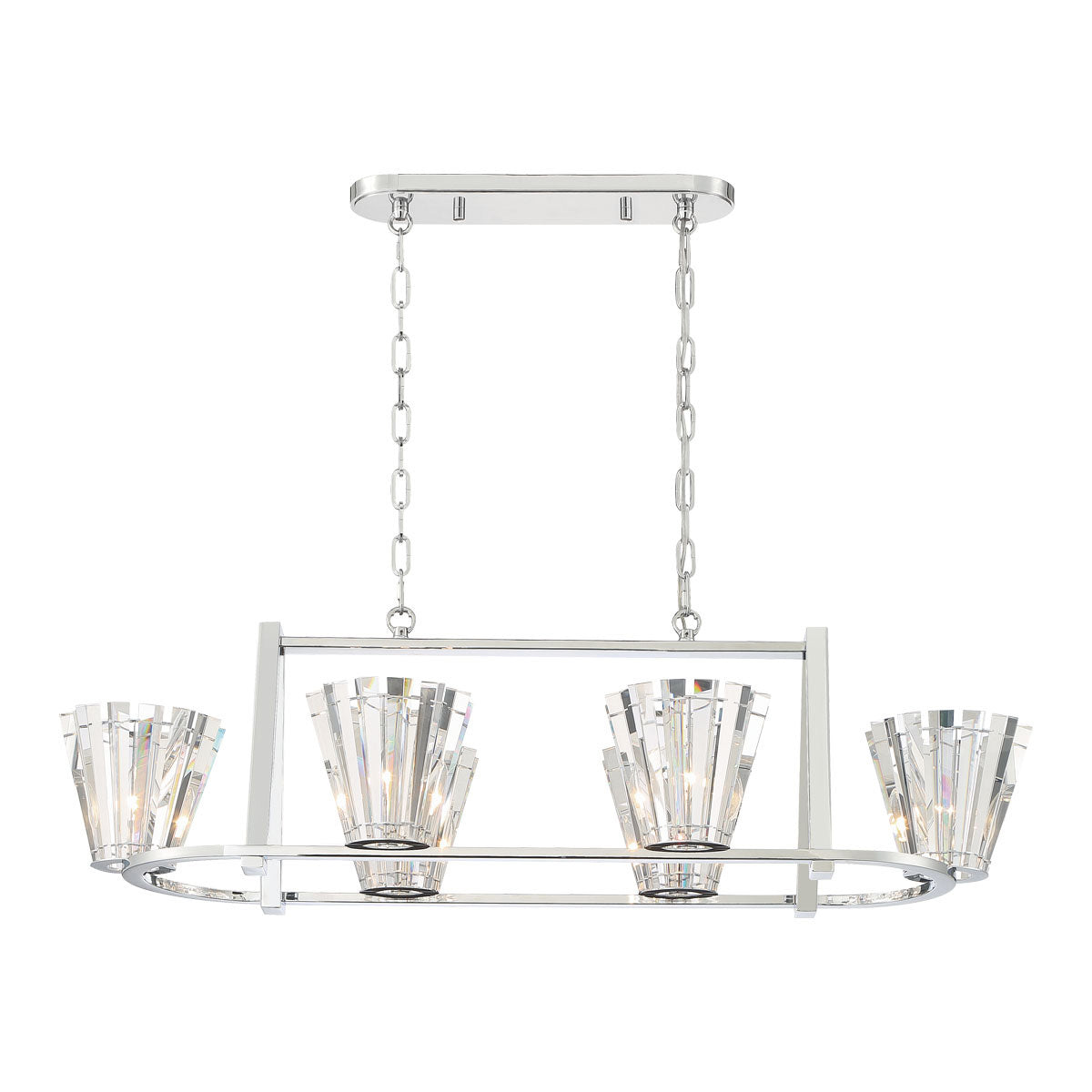 Eurofase Ricca 45" 6-Light Chandelier, Chrome with Clear Glass, front view