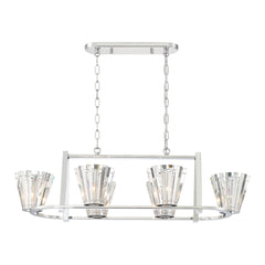 Eurofase Ricca 45" 6-Light Chandelier, Chrome with Clear Glass, front view