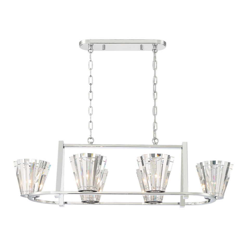 Eurofase Ricca 45" 6-Light Chandelier, Chrome with Clear Glass, front view