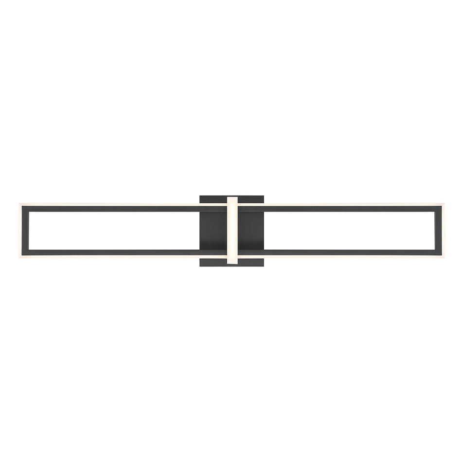 Eurofase Bordo 36" LED Outdoor Wall Light, Matte Black with White Acrylic, front view