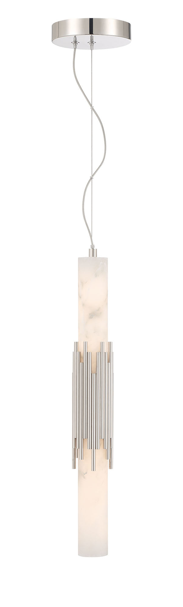Eurofase Venna 23" Pendant, Polished Nickel with Alabaster, front view