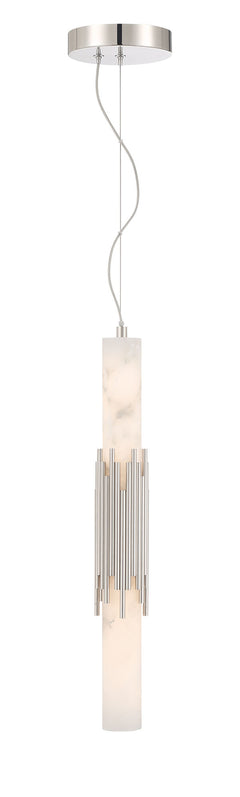 Eurofase Venna 23" Pendant, Polished Nickel with Alabaster, front view
