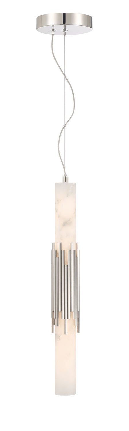 Eurofase Venna 23" Pendant, Polished Nickel with Alabaster, front view