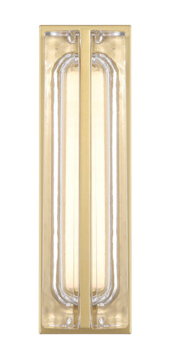 Eurofase Langferd 16" LED Outdoor Wall Light, Gold with Clear Glass, front view
