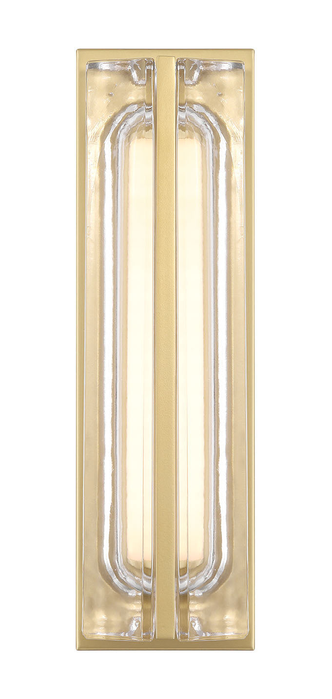 Eurofase Langferd 16" LED Outdoor Wall Light, Gold with Clear Glass, front view