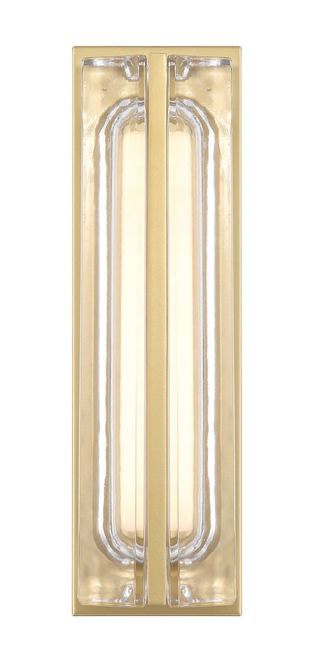 Eurofase Langferd 16" LED Outdoor Wall Light, Gold with Clear Glass, front view