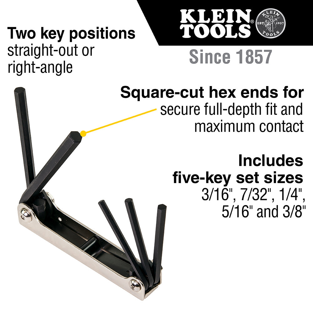 Folding Hex Key Set, 5-Inch, SAE, 5-Piece