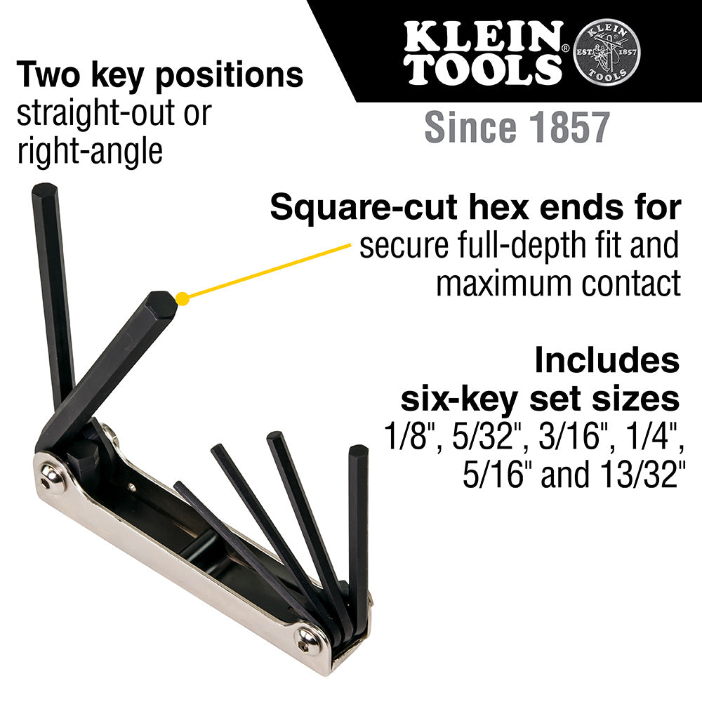 Folding Hex Key Set, Six-Key, Metric Sizes