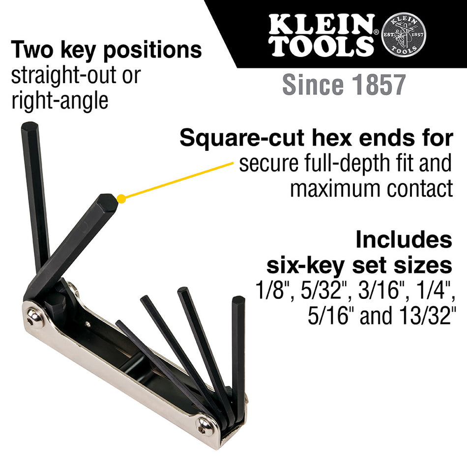 Folding Hex Key Set, Six-Key, Metric Sizes