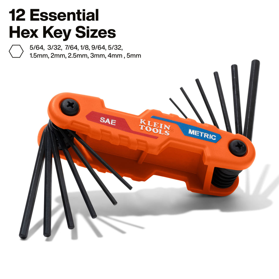 Klein Tools 70590 70590 Compact Folding Hex Key Set, 12-Key, SAE, Metric Sizes - additional view