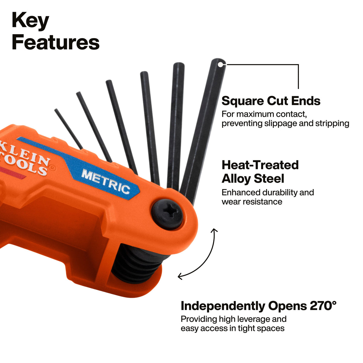 70590 Compact Folding Hex Key Set, 12-Key, SAE, Metric Sizes