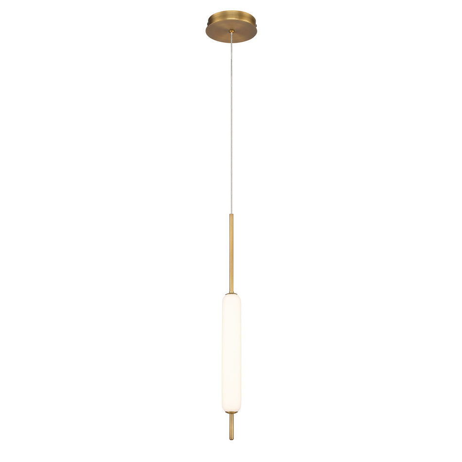 Eurofase Cumberland 22" LED Pendant, Gold with White Glass, front view