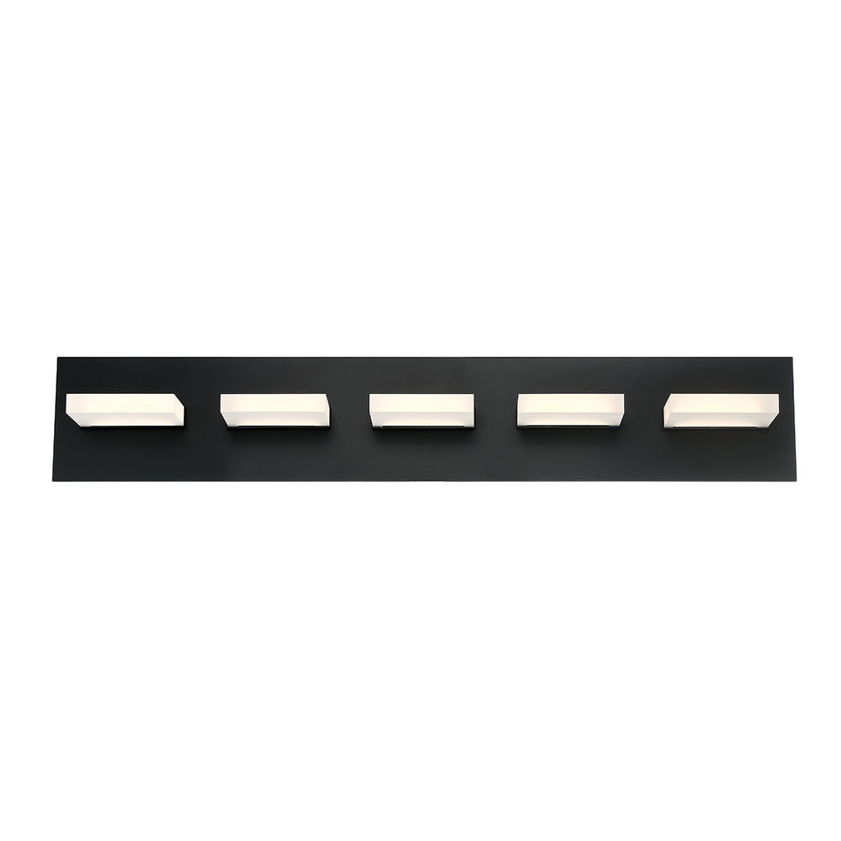 Eurofase Olson 30" 5-Light LED Vanity, Matte Black, front view