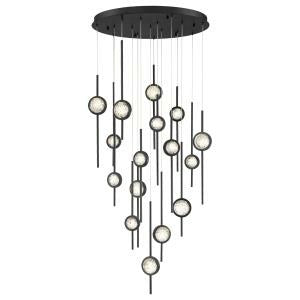 Eurofase Barletta 32" 16-Light LED Chandelier, Anodized Black, front view