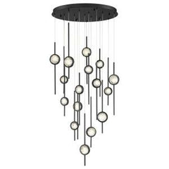 Eurofase Barletta 32" 16-Light LED Chandelier, Anodized Black, front view