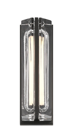 Eurofase Langferd 16" LED Outdoor Wall Light, Matte Black with Clear Glass, front view